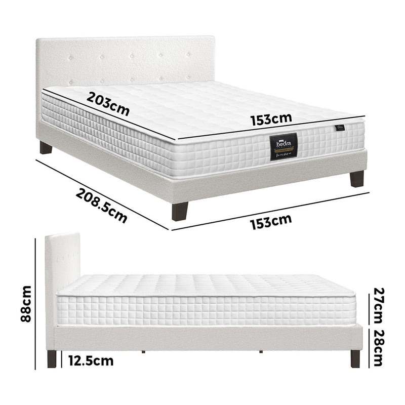 Oikiture Bed Frame King Single Size Wooden Beds with Mattress White
