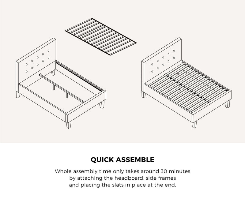 Oikiture Bed Frame King Single Size Wooden Beds with Mattress White