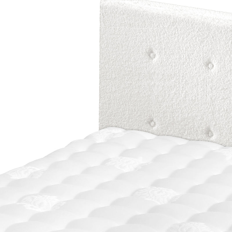 Oikiture Bed Frame Single Size Wooden Beds with Mattress White