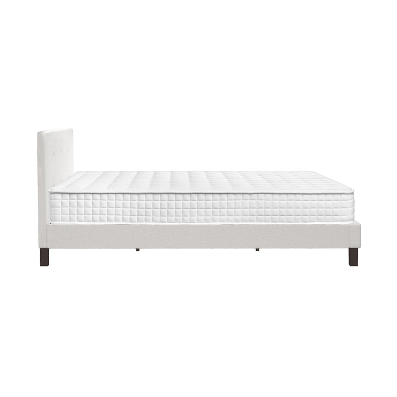 Oikiture Bed Frame Single Size Wooden Beds with Mattress White
