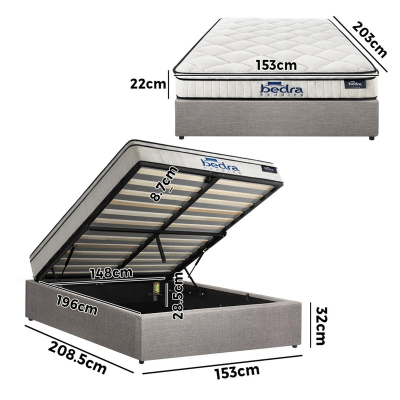 Oikiture Bed Frame Queen Size Storage Platform with Mattress