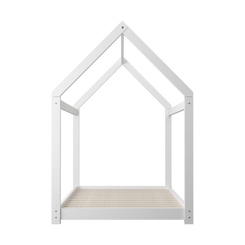 Oikiture Wooden Bed Frame Single House Style White