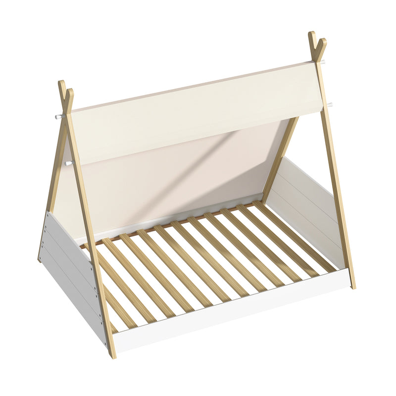 Oikiture Kids Bed Frame and Mattress Single House Teepee Triangle Beds