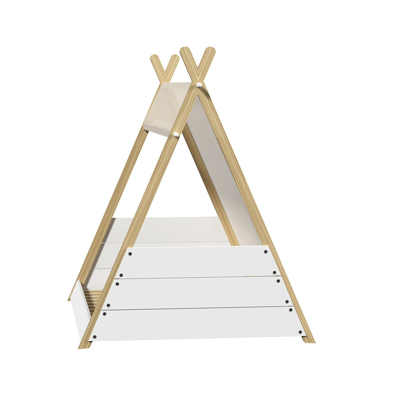 Oikiture Kids Bed Frame and Mattress Single House Teepee Triangle Beds