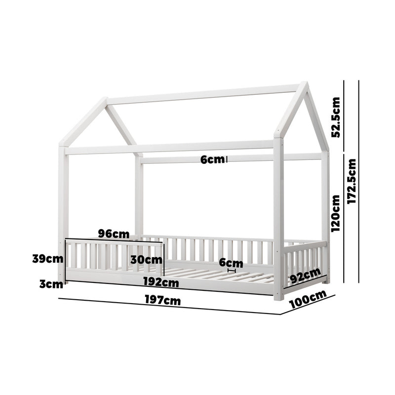 Oikiture Bed Frame Kids Wooden Single House Style