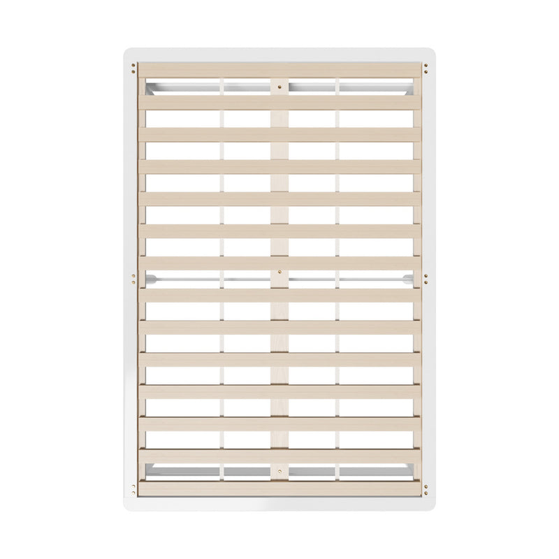 Oikiture Double Wooden Bed Frame Solid Pine Timber White