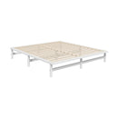 Oikiture Wooden Bed Frame King Size Solid Pine Wood White