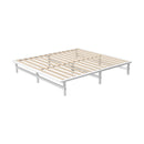Oikiture Wooden Bed Frame King Size Solid Pine Wood White