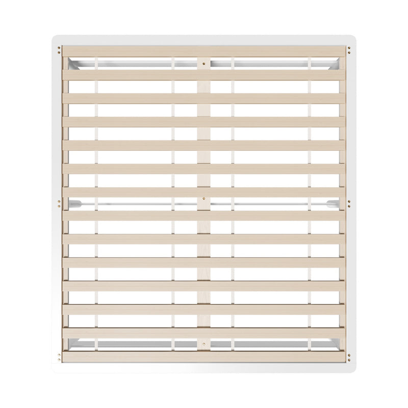Oikiture Wooden Bed Frame King Size Solid Pine Wood White