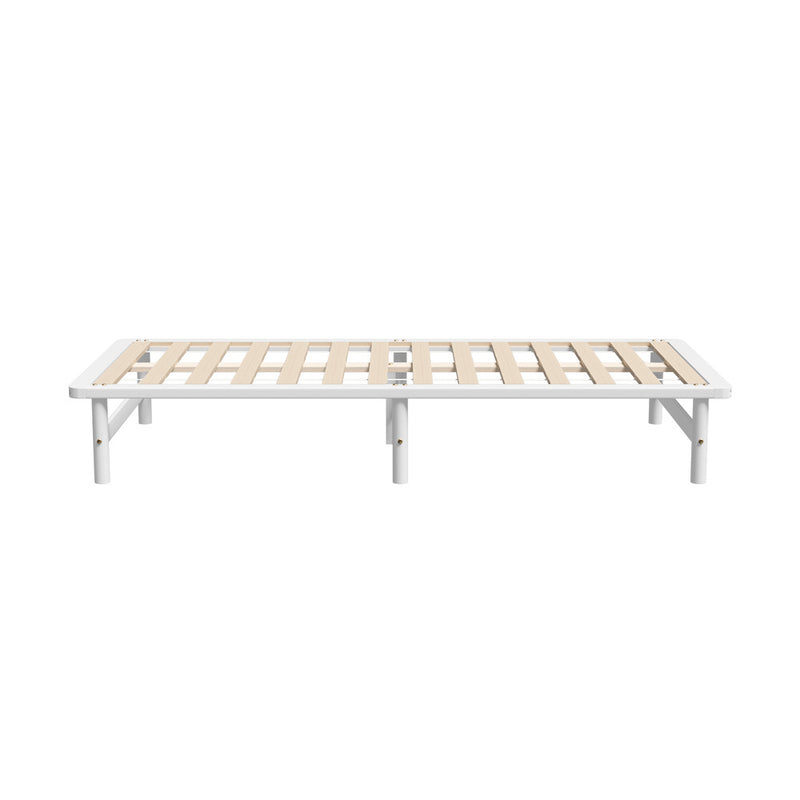 Oikiture Wooden Bed Frame Pine Timber King Single Size White