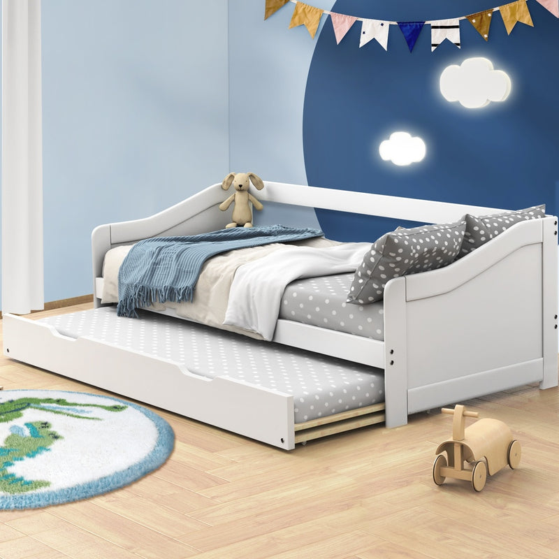 Oikiture Trundle Bed Frame Daybed Single Size Wooden