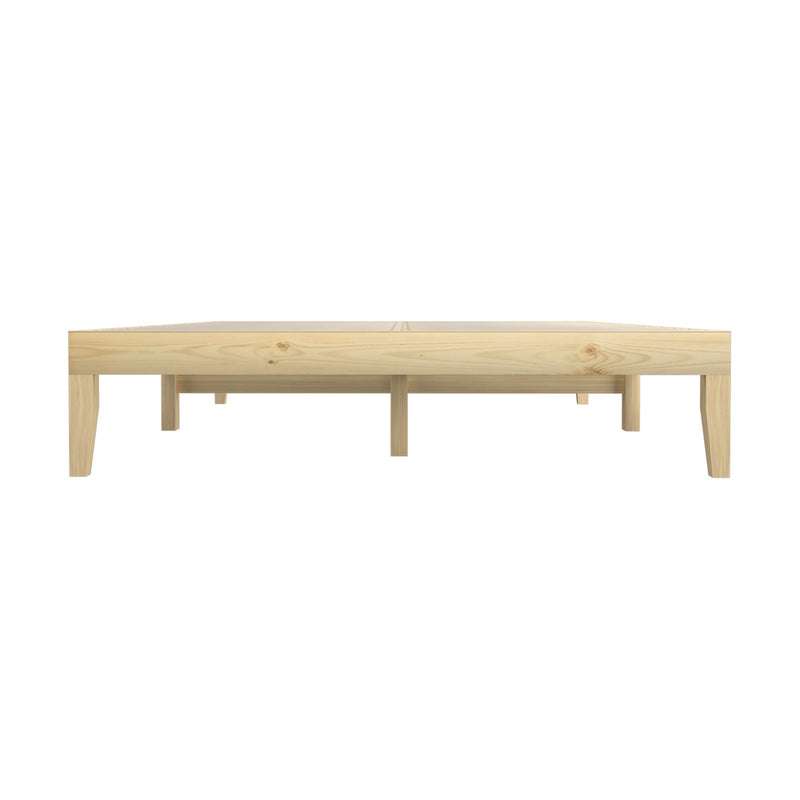 Oikiture Bed Frame Double Size Pine Wood Bed Base