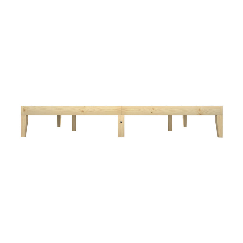 Oikiture Bed Frame Double Size Pine Wood Bed Base