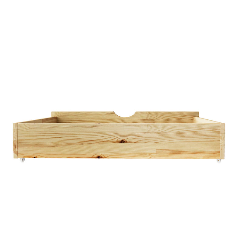 Oikiture 2x Trundle Drawers for Bed Frame with Wheels Wooden