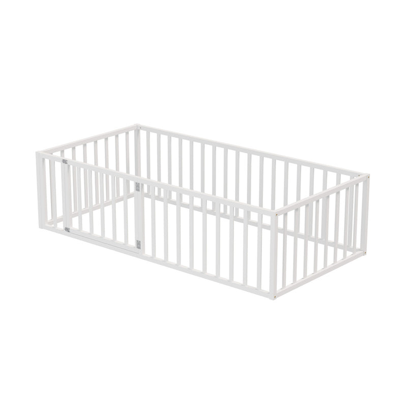 Oikiture 2-in-1 Kids Bed Frame Toddler Play Centre Guard Fence White