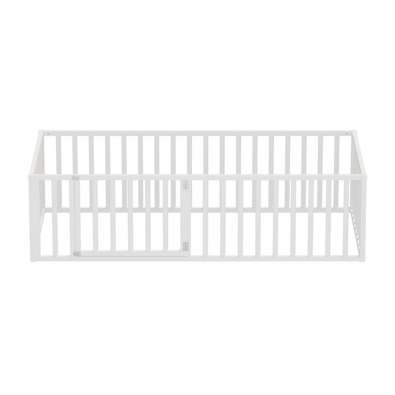 Oikiture 2-in-1 Kids Bed Frame Toddler Play Centre Guard Fence White