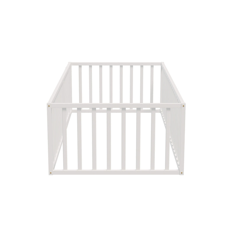 Oikiture 2-in-1 Kids Bed Frame Toddler Play Centre Guard Fence White
