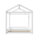 Oikiture Kids Wooden Bed Frame House Base with Fence Double White