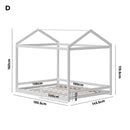 Oikiture Kids Wooden Bed Frame House Base with Fence Double White