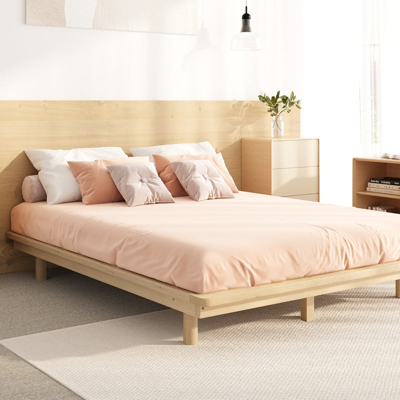Oikiture Bed Frame Queen Size Wooden Bed Base Timber Platform