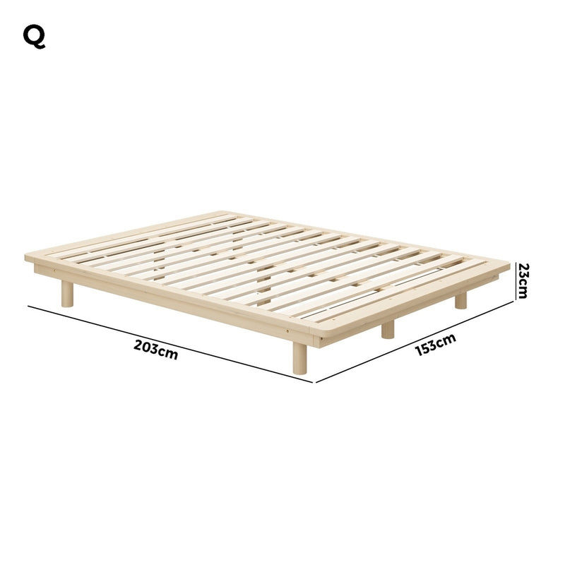 Oikiture Bed Frame Queen Size Wooden Bed Base Timber Platform