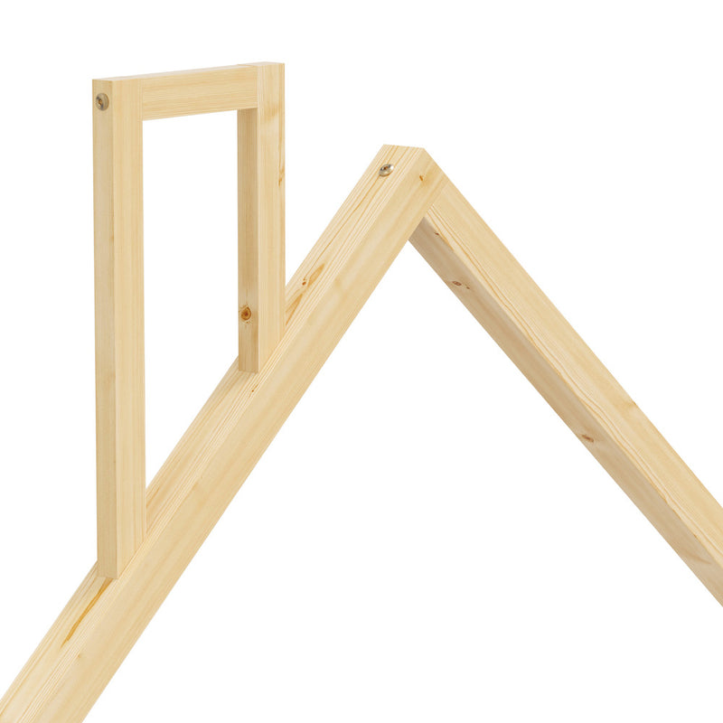 Oikiture Wooden Kids Bed Frame Floor Beds Chimney King Single Natural