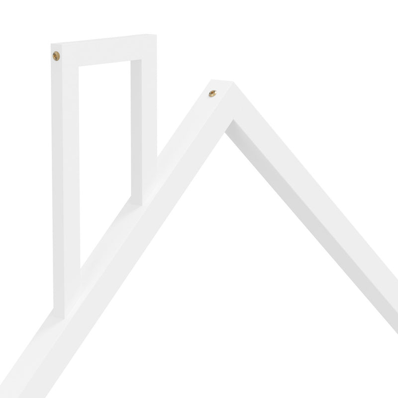 Oikiture Wooden Kids Bed Frame Floor Beds Chimney King Single White