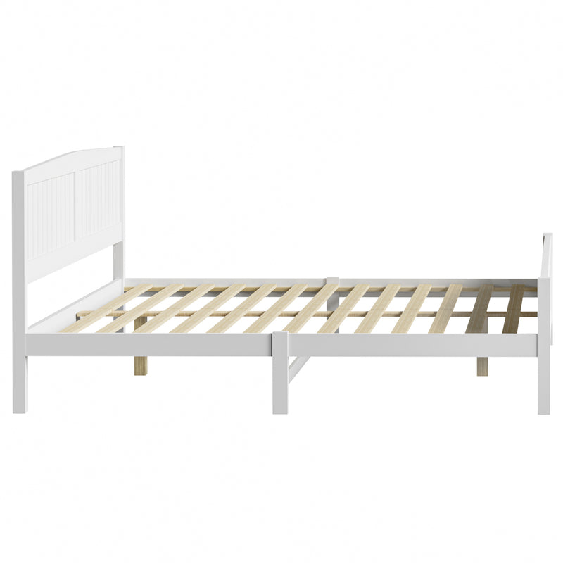 Oikiture Bed Frame King Size Timber Platform White