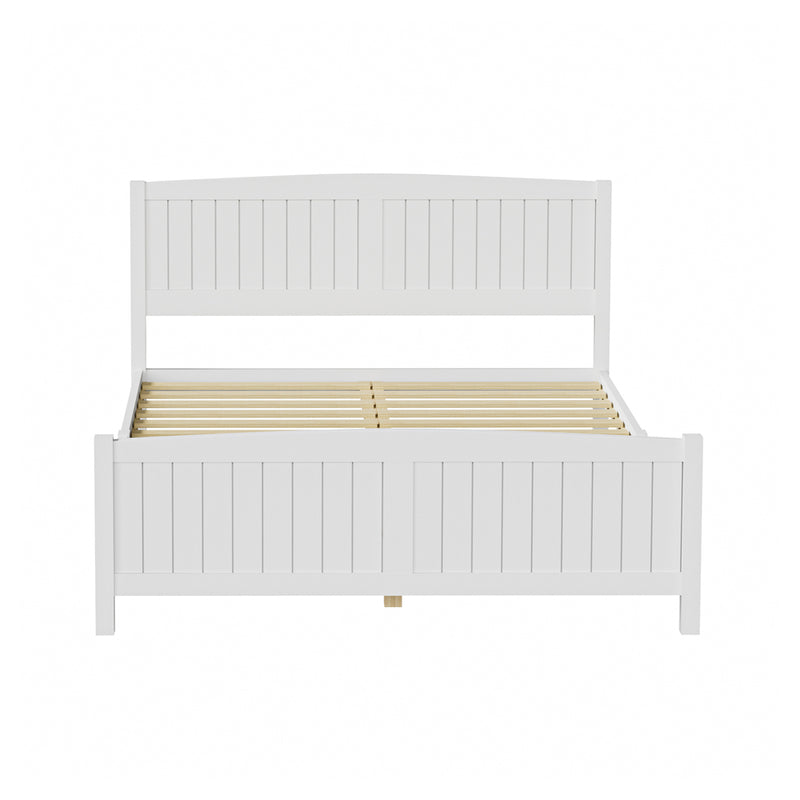Oikiture Bed Frame Queen Size Timber Platform White