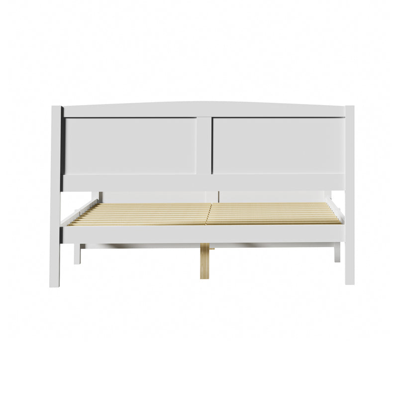 Oikiture Bed Frame Queen Size Timber Platform White
