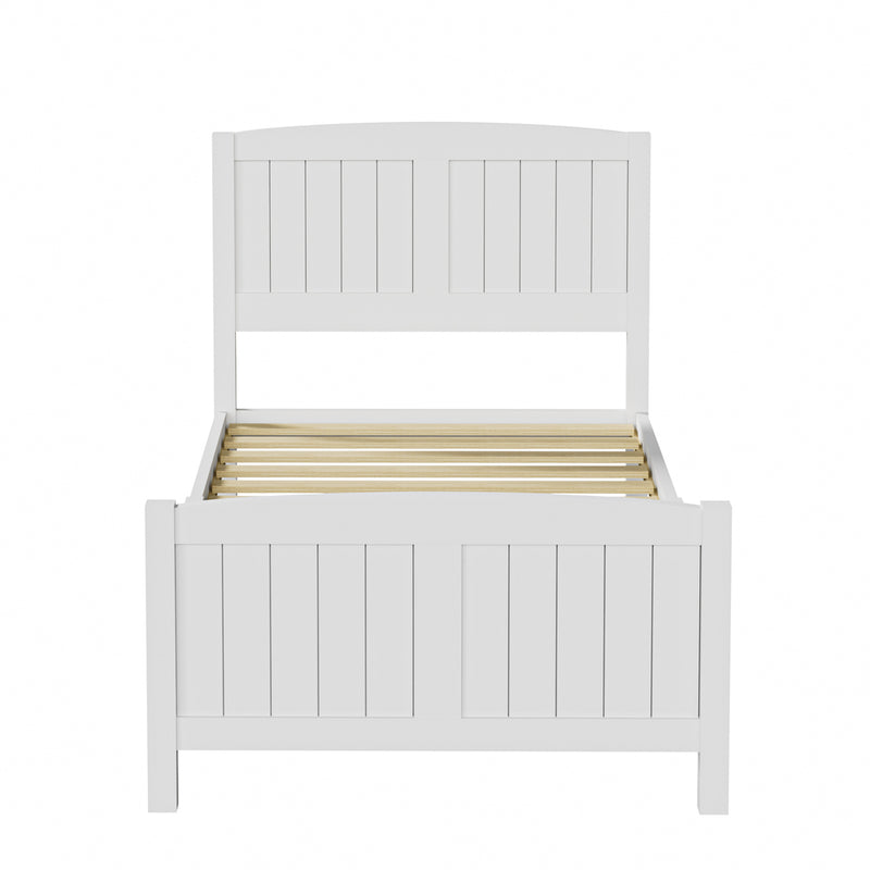 Oikiture Bed Frame Singe Size Timber Platform White