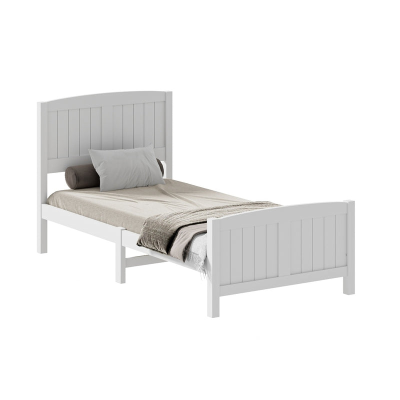 Oikiture Bed Frame Singe Size Timber Platform White
