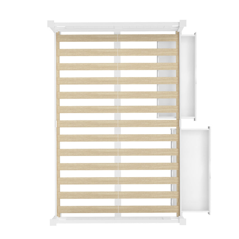 Oikiture Wood King Bed Frame with 2 Storage Drawers White