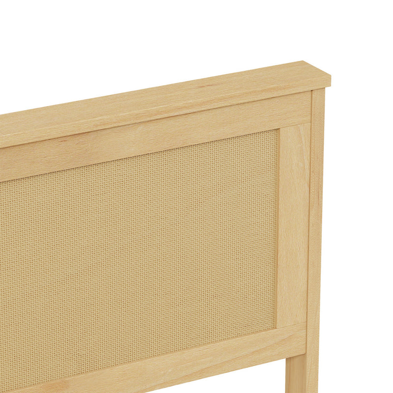 Oikiture Queen Wooden Bed Frame with 2 Drawers Rattan Headboard