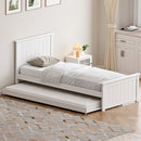 Oikiture Trundle Bed Frame Single Size Wooden Daybed White