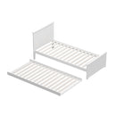 Oikiture Trundle Bed Frame Single Size Wooden Daybed White