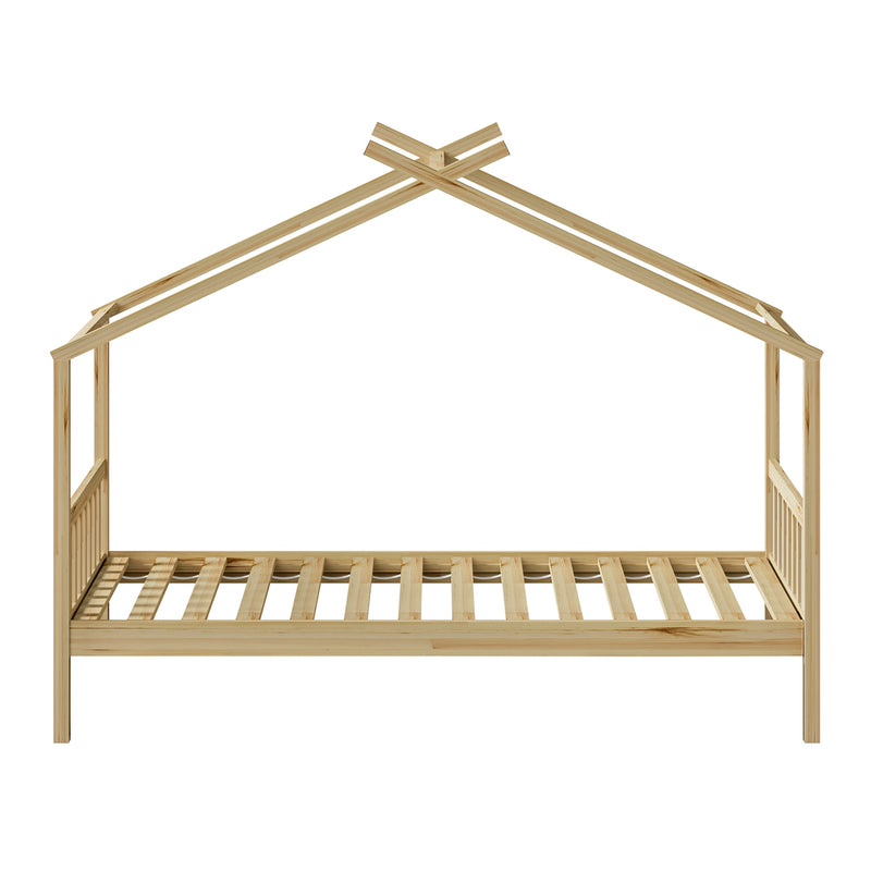 Oikiture Bed Frame Wooden Kids Single Timber House Beds