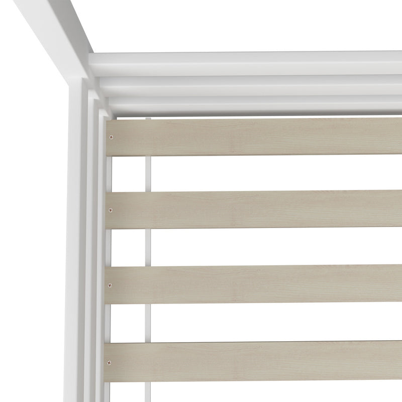 Oikiture Single Bed Frame Wooden Kids House Style White