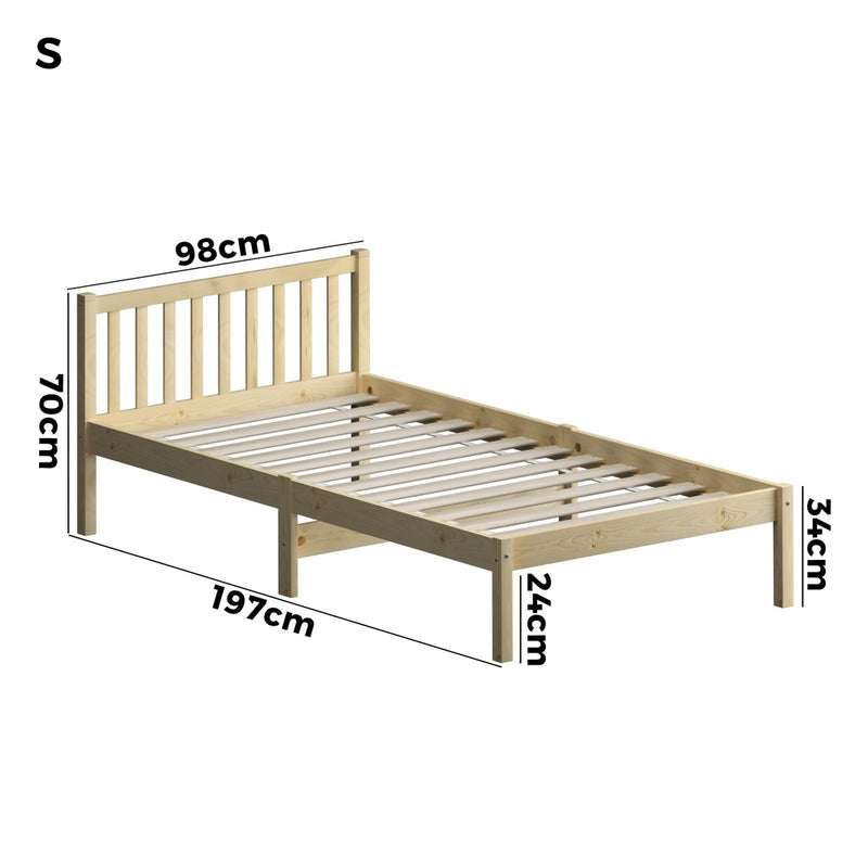 Oikiture Bed Frame Single Size Wooden Kids Bed