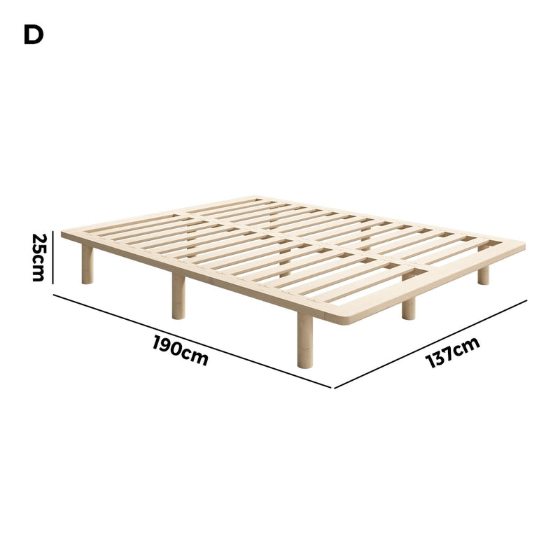 Oikiture Bed Frame Double Size Wooden Bed Base