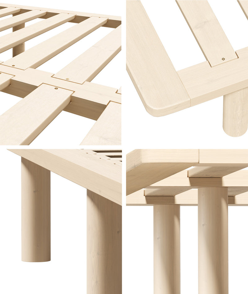 Oikiture Bed Frame King Size Wooden Bed Base