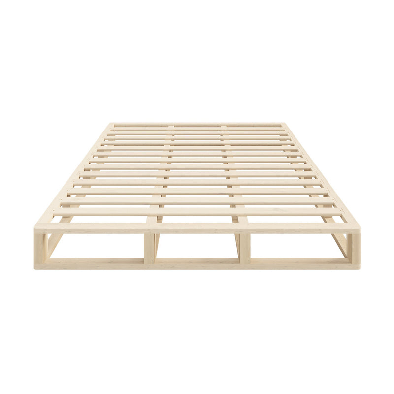 Oikiture Wooden Bed Frame King Size Cage-like Base