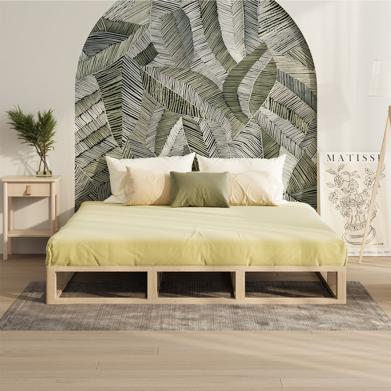 Oikiture Wooden Bed Frame King Size Cage-like Base