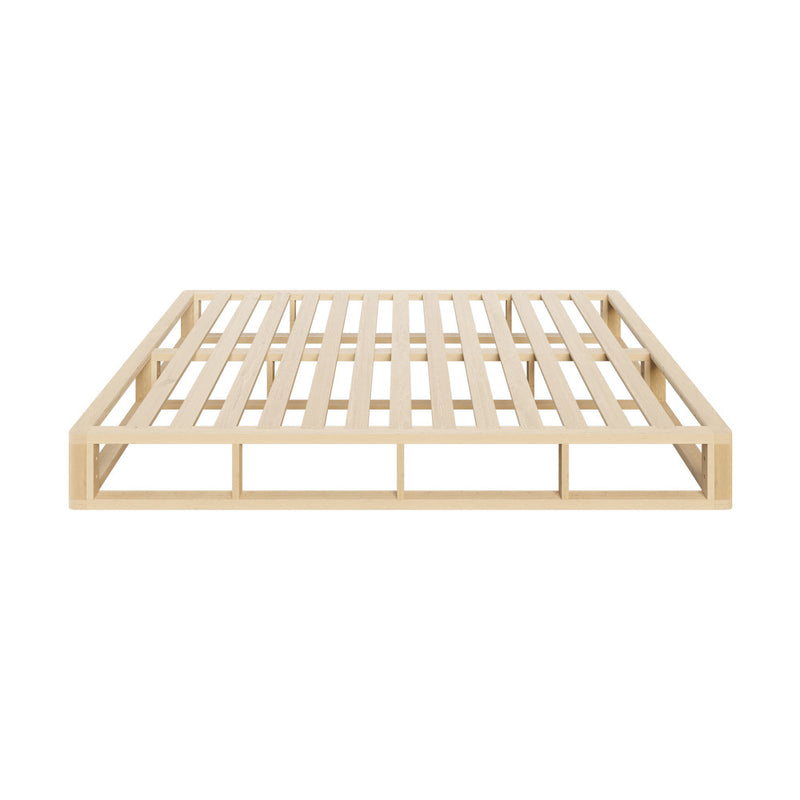 Oikiture Wooden Bed Frame King Single Cage-like Base