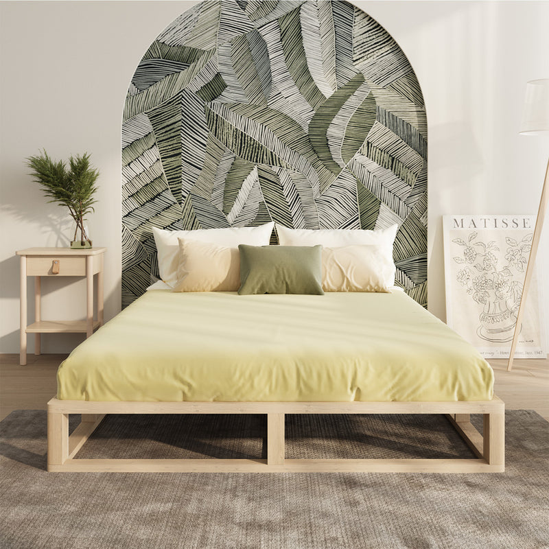 Oikiture Wooden Bed Frame King Single Cage-like Base