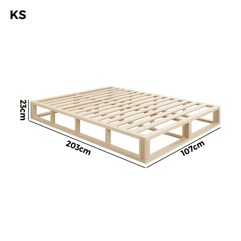Oikiture Wooden Bed Frame King Single Cage-like Base