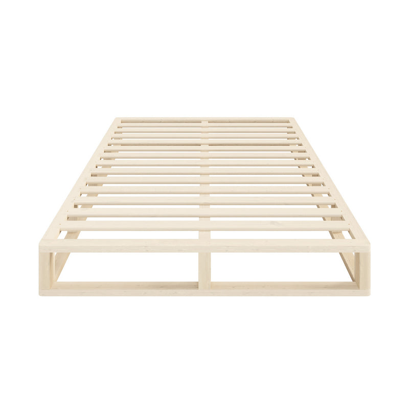Oikiture Wooden Bed Frame Queen Size Cage-like Base