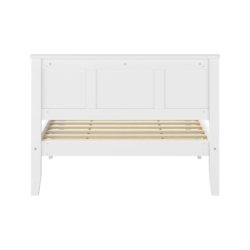 Oikiture King Single Bed Frame & Slatted Base Pine Headboard White