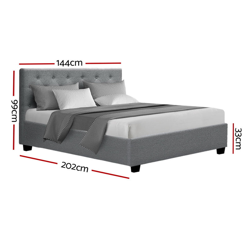 Artiss Bed Frame Double Size Gas Lift Grey VILA