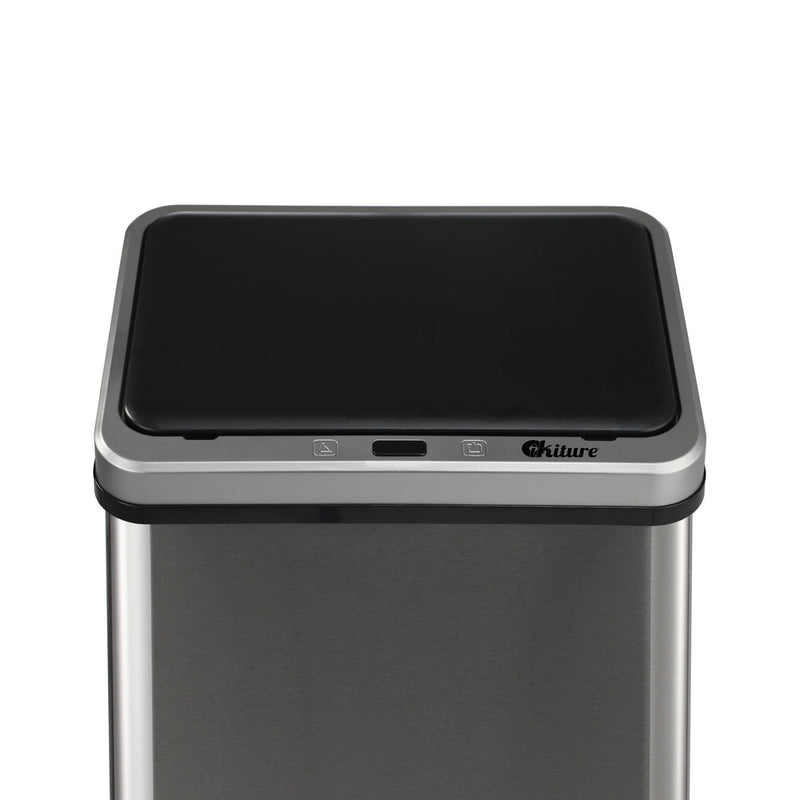 Oikiture 40L Motion Sensor Bin Automatic Rubbish Can Silver